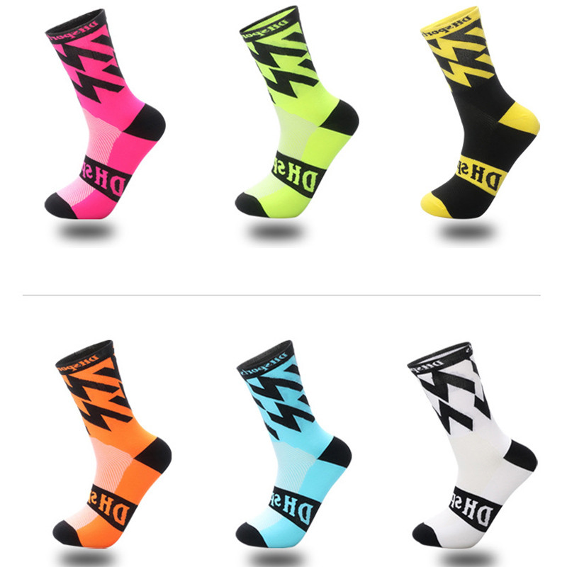 DH SPORTS Profesionālās riteņbraukšanas zeķes Augsti foršas garas kalnu velosipēdu zeķes Outdoor Sport Kompresijas zeķu izpārdošana Skriešanas zeķu izpārdošana