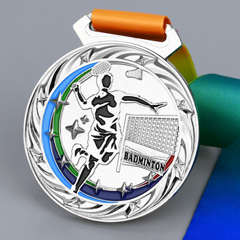 7cm 100g Μετάλλιο Badminton Σήματα υψηλής ποιότητας Αναμνηστικά Σχολικός Αθλητικός Αγώνας Χρυσός Ασημί Χάλκινο Μεταλλικό Τρόπαιο Δωρεάν εκτύπωση
