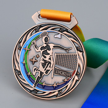 7cm 100g Μετάλλιο Badminton Σήματα υψηλής ποιότητας Αναμνηστικά Σχολικός Αθλητικός Αγώνας Χρυσός Ασημί Χάλκινο Μεταλλικό Τρόπαιο Δωρεάν εκτύπωση