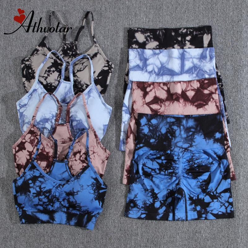 ATHVOTAR 1/2/3 tk jõusaalikomplekt naistele Lipsude värvimine joogakomplekt Õmblusteta ülikonnad Virsiku tuharatega Jõusaalikomplektid Naiste rõivad Push Up püksid