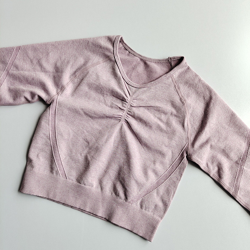 2tk Naiste õmblusteta joogakomplekt Spordiülikond Jõusaalirõivad Treeningriided Pikkade varrukatega Jõusaali Crop Top kõrge vöökohaga säärised Fitness-spordiriided