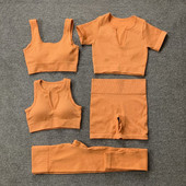 Naiste õmblusteta joogakomplekt Treeningkostüümid Sport rinnahoidja kõrge vöökohaga säärised Seksikad Deep-V jõusaaliriided 2021 uued spordirõivad