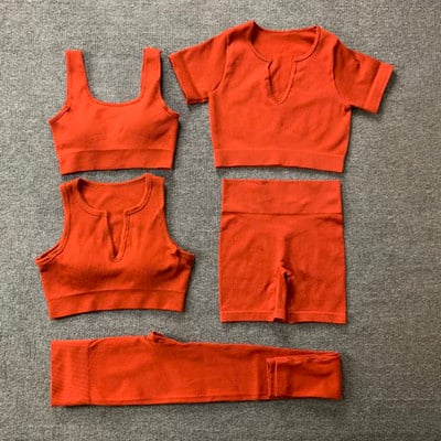 Naiste õmblusteta joogakomplekt Treeningkostüümid Sport rinnahoidja kõrge vöökohaga säärised Seksikad Deep-V jõusaaliriided 2021 uued spordirõivad