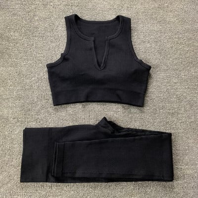 Naiste õmblusteta joogakomplekt Treeningkostüümid Sport rinnahoidja kõrge vöökohaga säärised Seksikad Deep-V jõusaaliriided 2021 uued spordirõivad