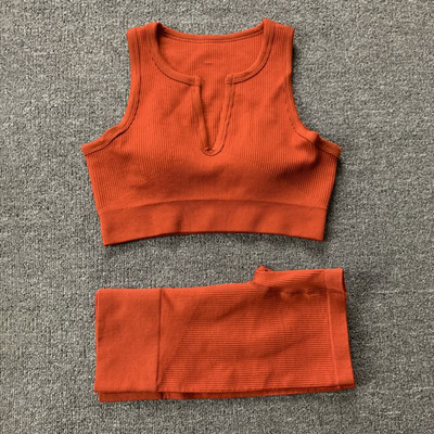 Naiste õmblusteta joogakomplekt Treeningkostüümid Sport rinnahoidja kõrge vöökohaga säärised Seksikad Deep-V jõusaaliriided 2021 uued spordirõivad