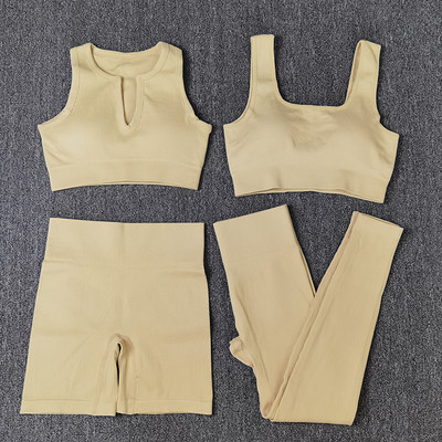 Naiste õmblusteta joogakomplekt Treeningkostüümid Sport rinnahoidja kõrge vöökohaga säärised Seksikad Deep-V jõusaaliriided 2021 uued spordirõivad