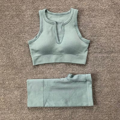 Naiste õmblusteta joogakomplekt Treeningkostüümid Sport rinnahoidja kõrge vöökohaga säärised Seksikad Deep-V jõusaaliriided 2021 uued spordirõivad