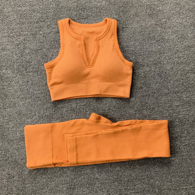 Naiste õmblusteta joogakomplekt Treeningkostüümid Sport rinnahoidja kõrge vöökohaga säärised Seksikad Deep-V jõusaaliriided 2021 uued spordirõivad