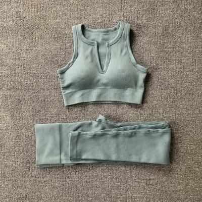 Naiste õmblusteta joogakomplekt Treeningkostüümid Sport rinnahoidja kõrge vöökohaga säärised Seksikad Deep-V jõusaaliriided 2021 uued spordirõivad