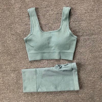 Naiste õmblusteta joogakomplekt Treeningkostüümid Sport rinnahoidja kõrge vöökohaga säärised Seksikad Deep-V jõusaaliriided 2021 uued spordirõivad