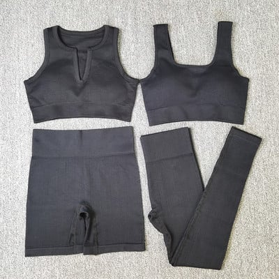 Naiste õmblusteta joogakomplekt Treeningkostüümid Sport rinnahoidja kõrge vöökohaga säärised Seksikad Deep-V jõusaaliriided 2021 uued spordirõivad