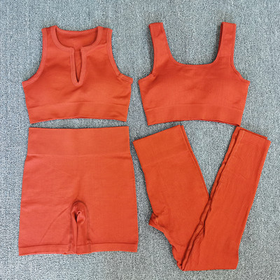 Naiste õmblusteta joogakomplekt Treeningkostüümid Sport rinnahoidja kõrge vöökohaga säärised Seksikad Deep-V jõusaaliriided 2021 uued spordirõivad