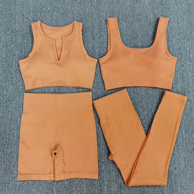 Naiste õmblusteta joogakomplekt Treeningkostüümid Sport rinnahoidja kõrge vöökohaga säärised Seksikad Deep-V jõusaaliriided 2021 uued spordirõivad