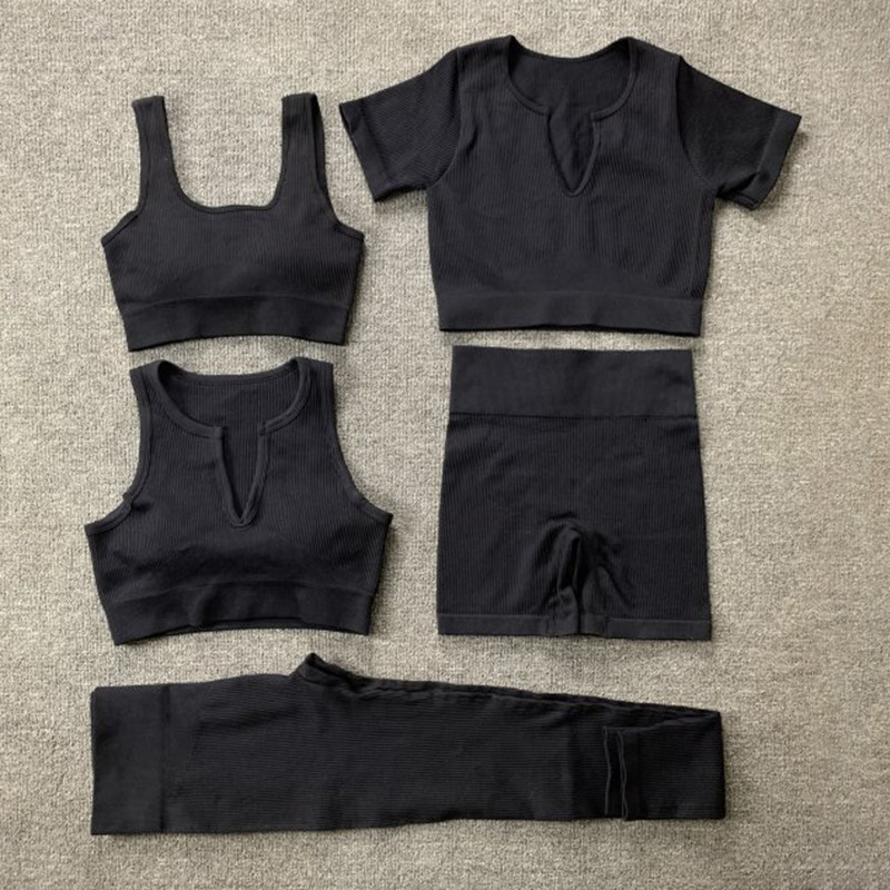 Naiste õmblusteta joogakomplekt Treeningkostüümid Sport rinnahoidja kõrge vöökohaga säärised Seksikad Deep-V jõusaaliriided 2021 uued spordirõivad