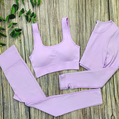 Valged joogakomplektid õmblusteta naiste jõusaalikomplekt, 2/3/4 tükki joogaülikonnad riided, naiste soonikkoes Aktiivrõivad Fitness Sportlikud rõivad naisterahvas