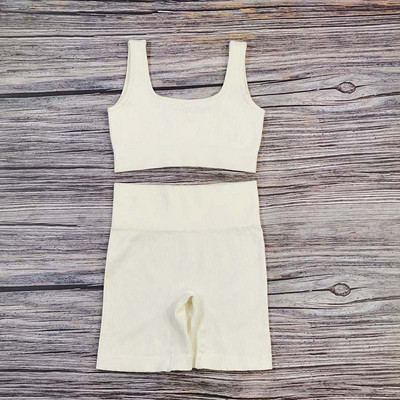 Valged joogakomplektid õmblusteta naiste jõusaalikomplekt, 2/3/4 tükki joogaülikonnad riided, naiste soonikkoes Aktiivrõivad Fitness Sportlikud rõivad naisterahvas