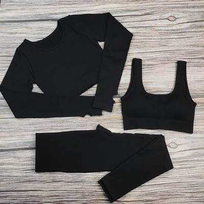 Valged joogakomplektid õmblusteta naiste jõusaalikomplekt, 2/3/4 tükki joogaülikonnad riided, naiste soonikkoes Aktiivrõivad Fitness Sportlikud rõivad naisterahvas