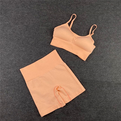 Bezšuvju sieviešu jogas komplekts treniņu krekli Sporta bikses krūšturis sporta kostīmi fitnesa šorti Crop Top ar augstu vidukli skriešanas legingi sporta komplekti