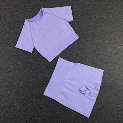 Bezšuvju sieviešu jogas komplekts treniņu krekli Sporta bikses krūšturis sporta kostīmi fitnesa šorti Crop Top ar augstu vidukli skriešanas legingi sporta komplekti