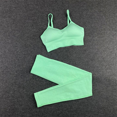 Bezšuvju sieviešu jogas komplekts treniņu krekli Sporta bikses krūšturis sporta kostīmi fitnesa šorti Crop Top ar augstu vidukli skriešanas legingi sporta komplekti