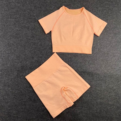 Bezšuvju sieviešu jogas komplekts treniņu krekli Sporta bikses krūšturis sporta kostīmi fitnesa šorti Crop Top ar augstu vidukli skriešanas legingi sporta komplekti