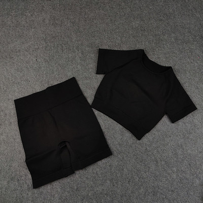 Bezšuvju sieviešu jogas komplekts treniņu krekli Sporta bikses krūšturis sporta kostīmi fitnesa šorti Crop Top ar augstu vidukli skriešanas legingi sporta komplekti