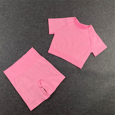 Bezšuvju sieviešu jogas komplekts treniņu krekli Sporta bikses krūšturis sporta kostīmi fitnesa šorti Crop Top ar augstu vidukli skriešanas legingi sporta komplekti