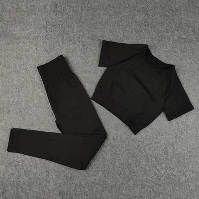 Bezšuvju sieviešu jogas komplekts treniņu krekli Sporta bikses krūšturis sporta kostīmi fitnesa šorti Crop Top ar augstu vidukli skriešanas legingi sporta komplekti