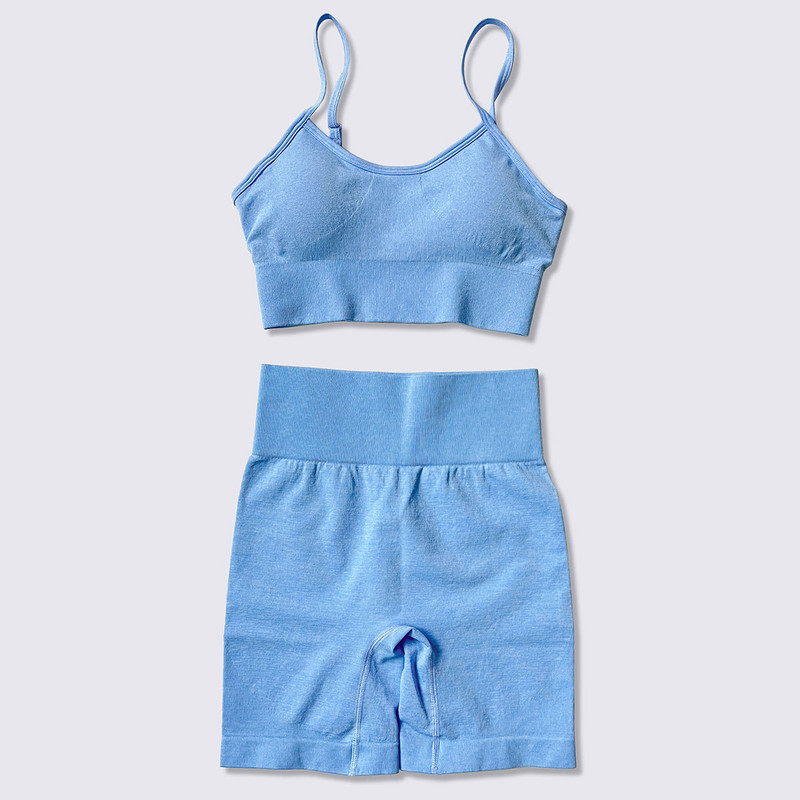 Bezšuvju sieviešu jogas komplekts treniņu krekli Sporta bikses krūšturis sporta kostīmi fitnesa šorti Crop Top ar augstu vidukli skriešanas legingi sporta komplekti