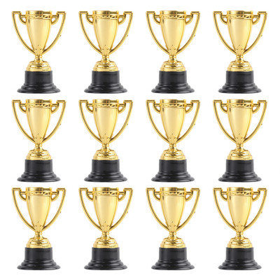 12pcs Small Trophy Cup Champions Trophy with Black Base Winning Prizes Award for Kindergarten Children Kids