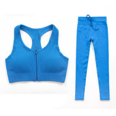 Sieviešu jogas komplekts bezšuvju 2 gab. Divdaļīgs Crop Tops ar garām piedurknēm legingi Treniņa apģērbs Valkājiet fitnesa Apģērbi Sporta kostīmi Trenažieru zāles komplekti