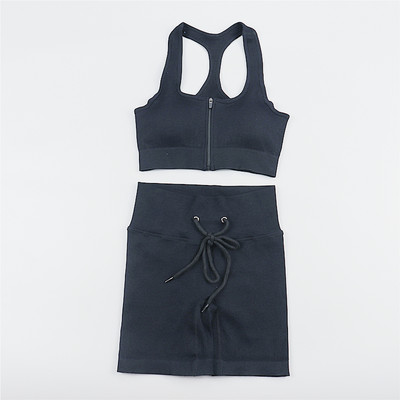 Sieviešu jogas komplekts bezšuvju 2 gab. Divdaļīgs Crop Tops ar garām piedurknēm legingi Treniņa apģērbs Valkājiet fitnesa Apģērbi Sporta kostīmi Trenažieru zāles komplekti