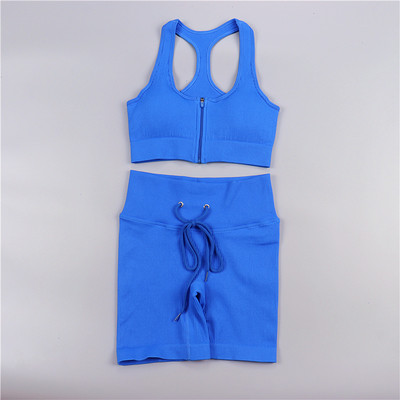 Sieviešu jogas komplekts bezšuvju 2 gab. Divdaļīgs Crop Tops ar garām piedurknēm legingi Treniņa apģērbs Valkājiet fitnesa Apģērbi Sporta kostīmi Trenažieru zāles komplekti