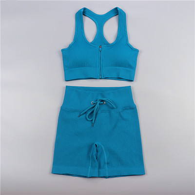 Sieviešu jogas komplekts bezšuvju 2 gab. Divdaļīgs Crop Tops ar garām piedurknēm legingi Treniņa apģērbs Valkājiet fitnesa Apģērbi Sporta kostīmi Trenažieru zāles komplekti