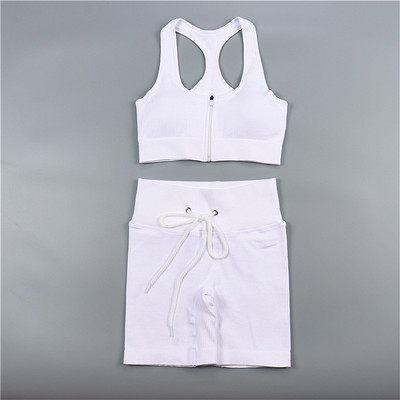 Sieviešu jogas komplekts bezšuvju 2 gab. Divdaļīgs Crop Tops ar garām piedurknēm legingi Treniņa apģērbs Valkājiet fitnesa Apģērbi Sporta kostīmi Trenažieru zāles komplekti