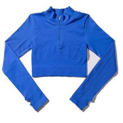 Sieviešu jogas komplekts bezšuvju 2 gab. Divdaļīgs Crop Tops ar garām piedurknēm legingi Treniņa apģērbs Valkājiet fitnesa Apģērbi Sporta kostīmi Trenažieru zāles komplekti