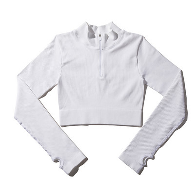 Sieviešu jogas komplekts bezšuvju 2 gab. Divdaļīgs Crop Tops ar garām piedurknēm legingi Treniņa apģērbs Valkājiet fitnesa Apģērbi Sporta kostīmi Trenažieru zāles komplekti