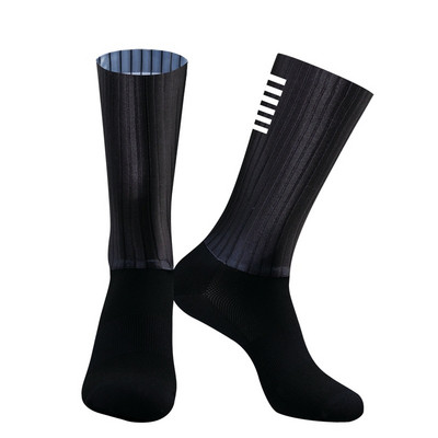 Силиконови високи чорапи за колене Колоездене Мъжки Anti Aero Whiteline Велосипед Спортен маркуч за бягане