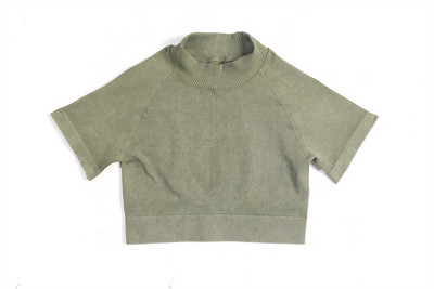 Set de yoga fără sudură, spălat cu nervuri, crop top, cămașă pentru femei, jambiere, ținută din două piese, îmbrăcăminte de antrenament, costum de gimnastică, seturi sport, haine