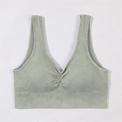 Set de yoga fără sudură, spălat cu nervuri, crop top, cămașă pentru femei, jambiere, ținută din două piese, îmbrăcăminte de antrenament, costum de gimnastică, seturi sport, haine