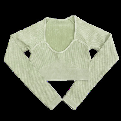 Set de yoga fără sudură, spălat cu nervuri, crop top, cămașă pentru femei, jambiere, ținută din două piese, îmbrăcăminte de antrenament, costum de gimnastică, seturi sport, haine