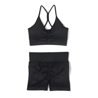 Set de yoga fără sudură, spălat cu nervuri, crop top, cămașă pentru femei, jambiere, ținută din două piese, îmbrăcăminte de antrenament, costum de gimnastică, seturi sport, haine