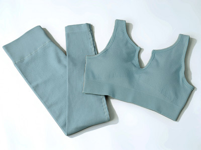 Αθλητικό σετ χωρίς ραφές Γυναικεία 2 τεμάχια Crop top Κολάν σουτιέν Σορτς Σετ γιόγκα Αθλητική φόρμα γυμναστικής XL Ρούχα γυμναστικής