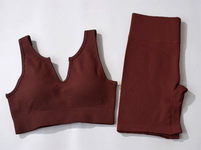 Αθλητικό σετ χωρίς ραφές Γυναικεία 2 τεμάχια Crop top Κολάν σουτιέν Σορτς Σετ γιόγκα Αθλητική φόρμα γυμναστικής XL Ρούχα γυμναστικής