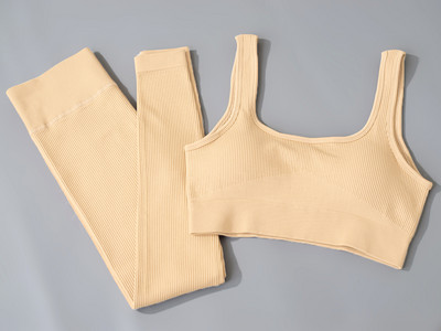 Αθλητικό σετ χωρίς ραφές Γυναικεία 2 τεμάχια Crop top Κολάν σουτιέν Σορτς Σετ γιόγκα Αθλητική φόρμα γυμναστικής XL Ρούχα γυμναστικής