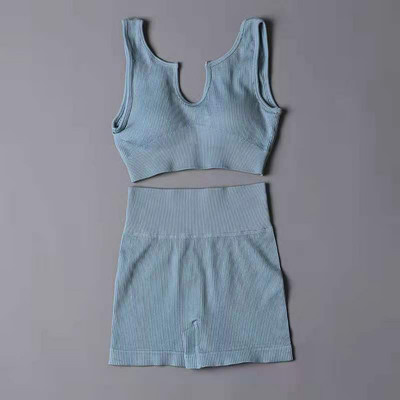 Αθλητικό σετ χωρίς ραφές Γυναικεία 2 τεμάχια Crop top Κολάν σουτιέν Σορτς Σετ γιόγκα Αθλητική φόρμα γυμναστικής XL Ρούχα γυμναστικής