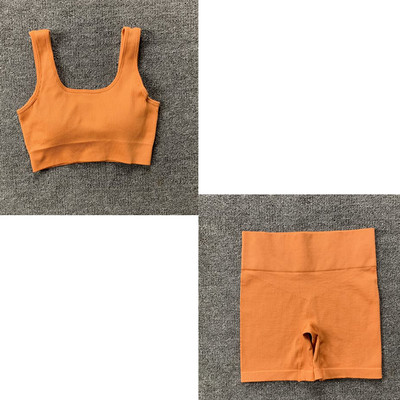 Αθλητικό σετ χωρίς ραφές Γυναικεία 2 τεμάχια Crop top Κολάν σουτιέν Σορτς Σετ γιόγκα Αθλητική φόρμα γυμναστικής XL Ρούχα γυμναστικής