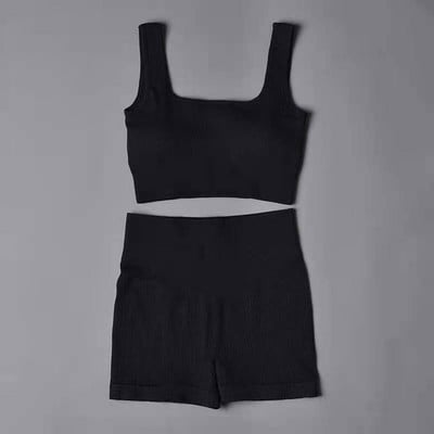 Αθλητικό σετ χωρίς ραφές Γυναικεία 2 τεμάχια Crop top Κολάν σουτιέν Σορτς Σετ γιόγκα Αθλητική φόρμα γυμναστικής XL Ρούχα γυμναστικής