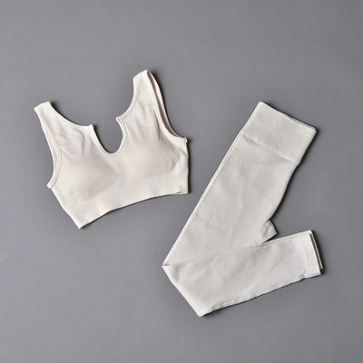 Αθλητικό σετ χωρίς ραφές Γυναικεία 2 τεμάχια Crop top Κολάν σουτιέν Σορτς Σετ γιόγκα Αθλητική φόρμα γυμναστικής XL Ρούχα γυμναστικής