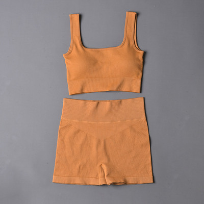 Αθλητικό σετ χωρίς ραφές Γυναικεία 2 τεμάχια Crop top Κολάν σουτιέν Σορτς Σετ γιόγκα Αθλητική φόρμα γυμναστικής XL Ρούχα γυμναστικής